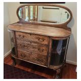 ANTIQUE TIGER OAK BOW FRONT SERVER