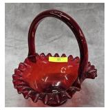 8' FENTON GLASS AMBERINA BASKET