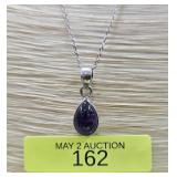 16' STERLING SILVER TEARDROP AMETHYST NECKLACE