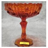 7.5' FENTON GLASS OPEN ROSE COMPOTE