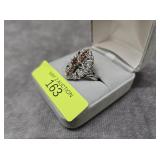 STERLING SILVER SPESSARTITE GARNET RING, SZ-7