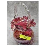 7' FENTON GLASS CARNIVAL BASKET