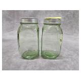 PAIR OF 4.5' VASELINE GLASS SHAKERS