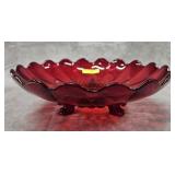 11' TIARA GLASS RUBY FRUIT BOWL