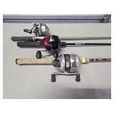 GROUP OF 3- ZEBCO ROD & REELS, NO SHIPPING