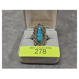 NATIVE AMERICAN TURQUOISE RING, SZ-10