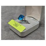 STERLING SILVER ~5CT TOPAZ CRYSTAL RING, SZ-9