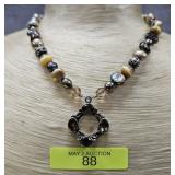 14' STERLING SILVER CITRINE & PEARL NECKLACE