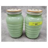 PAIR OF 4.5' MCKEE JADEITE TULIP SHAKERS