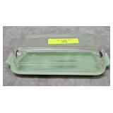 7' FIRE-KING JADEITE GLASS BUTTER DISH
