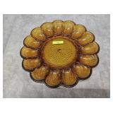 11' INDIANA GLASS AMBER EGG TRAY