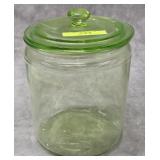 6.5' HAZEL ATLAS VASELINE GLASS LIDDED DISH