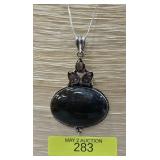 20' STERLING AMETHYST & MOSS AGATE NECKLACE