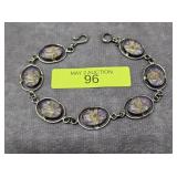 7' STERLING SILVER LUCITE FLOWER LINK BRACELET