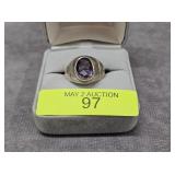 STERLING SILVER ~1.5CT AMETHYST RING, SZ-7