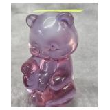 3' FENTON GLASS OPALESCENT PLUM BEAR