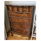 ANTIQUE TIGER OAK 5-DRAWER TALL CHEST