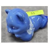 4' FENTON GLASS PAINTED PERIWINKLE BEAR