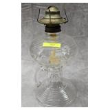 VINTAGE 11' EMBOSSED GLASS 'THUMBNAIL' OIL LAMP