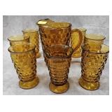 9- PIECE WHITEHALL GLASS 'CUBE' PITCHER SET