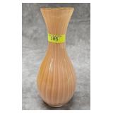7' ART GLASS  'ORANGE STRIPE' VASE