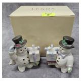 SET OF 5.5' LENOX CHINA 'SNOWMAN' CANDLES