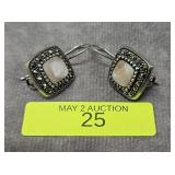 STERLING SILVER MOONSTONE & MARCASITE EARRINGS