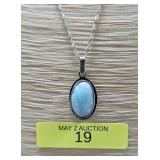 16' STERLING SILVER LARIMAR NECKLACE