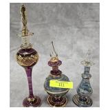 3- EGYPTIAN ART GLASS PERFUME BOTTLES