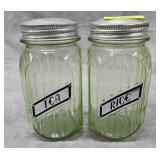 PAIR OF 6' HOOSIER VASELINE GLASS CANISTERS