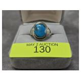 STERLING SILVER TURQUOISE RING, SZ-5.5