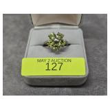 STERLING SILVER ~2CT TW PERIDOT CRYSTAL RING SZ8.5