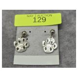 STERLING SILVER TIGER PAW PIERCED EARRINGS