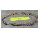 7.5' STERLING SILVER ~1.5' TW RUBY BRACELET