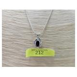 18' STERLING SILVER ~1.5CT GARNET NECKLACE