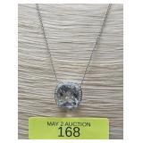 16' STERLING SILVER ~8CT GREEN AMETHYST NECKLACE