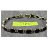 8' STERLING SILVER ONYX LINK BRACELET