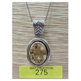 18' STERLING SILVER ~20CT CITRINE NECKLACE