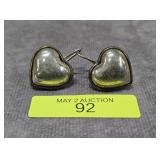 PAIR OF STERLING SILVER MEXICO HEART EARRINGS