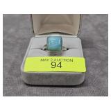 STERLING SILVER LARIMAR RING, SZ-8