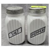 PAIR OF 5' HOOSIER MILK GLASS SHAKERS