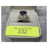 STERLING SILVER ~5CT AMETHYST RING, SZ-7