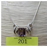 16' STERLING SILVER PURPLE TOPAZ NECKLACE