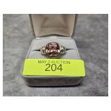 STERLING SILVER PINK ICE RING, SZ-7
