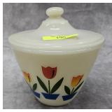 5.5' FIRE-KING 'TULIP' LIDDED GREASE JAR