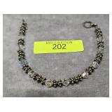 7' STERLING SILVER AUSTRIAN CRYSTAL BEADED BRACELE
