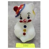 3.5' FENTON GLASS PAINTED BEAR FIGURE