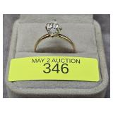 14K YELLOW GOLD ~2CT CZ RING, SZ-10, 2.8 GRAMS
