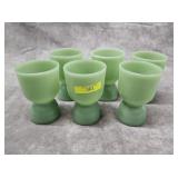 SIX- FIRE-KING JADEITE GLASS 4' DOUBLE EGG CODLERS