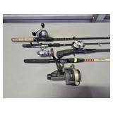 GROUP OF 4- ROD & REELS, NO SHIPPING